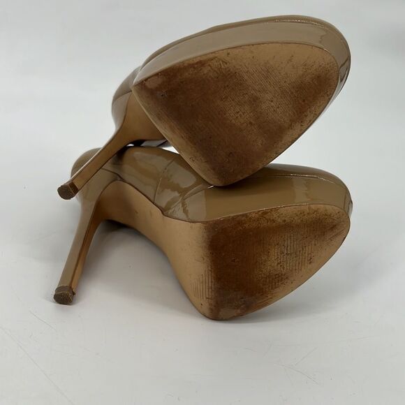 Steve Madden Bevv Patent Leather Tan Platform Stiletto Heels - Picture 7 of 9